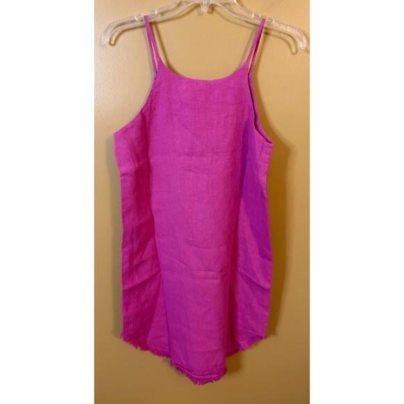 Revolve Krisa Pink Linen Frayed Hem Mini Dress - Size Small NWT - Picture 5 of 6